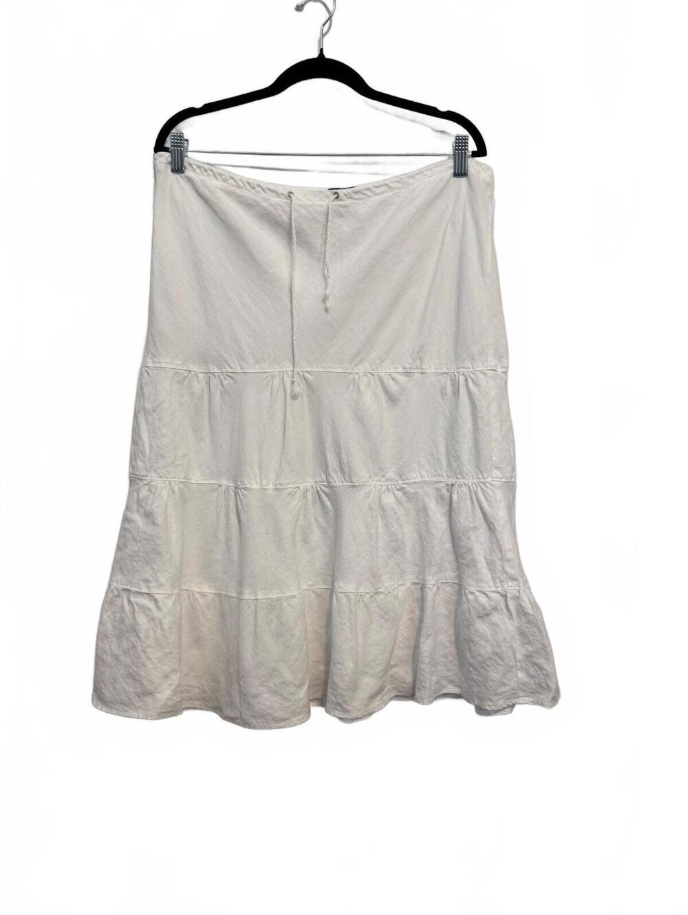 J.Crew White Tiered Linein Midi Skirt with Drawstring Waist